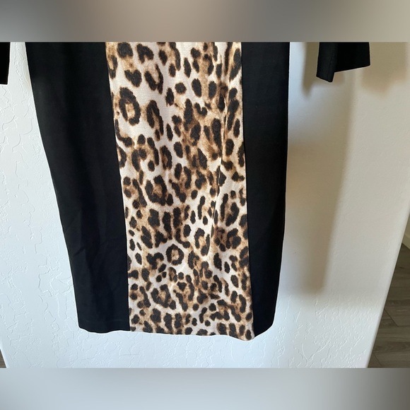 So Slimming by Chico’s| Animal Print Black Midi Dress, Leopard Print•••Size M - Picture 3 of 10
